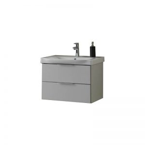 Mobilier pentru lavoar cu sertar, 65 cm, gri + Lavoar 65 cm, alb, Lana