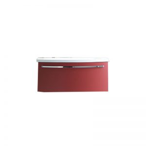Mobilier pentru lavoar, 90 cm, rosu + Lavoar pentru mobilier, 90 cm, alb, Adele