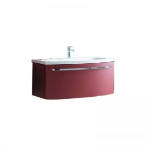 Mobilier pentru lavoar, 110 cm, rosu + Lavoar pentru mobilier, 110 cm, marmura. alb, Adele
