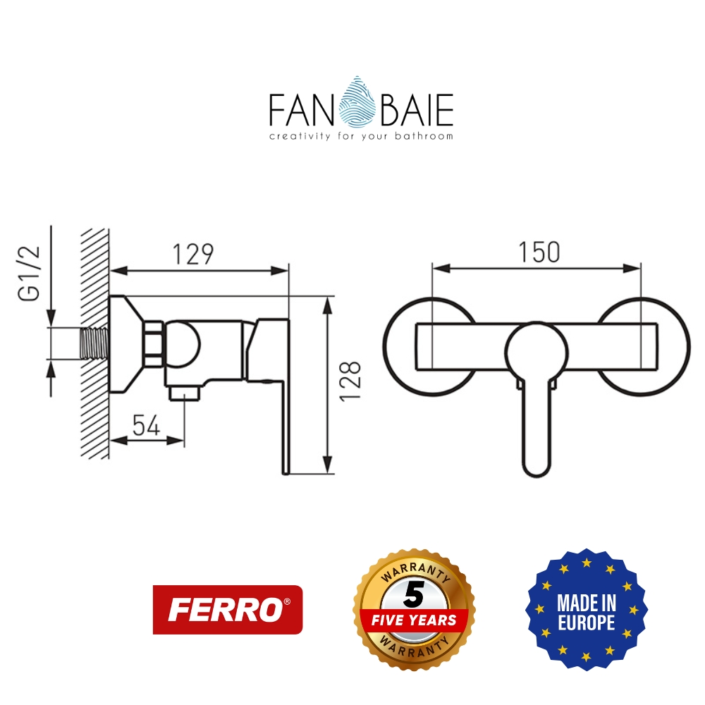 Set baterie dus cu set dus fix si para dus mobila, FERRO Savio (2)